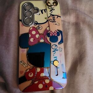 Chic Cartoon Phone Case with Strap - Pink and Blue